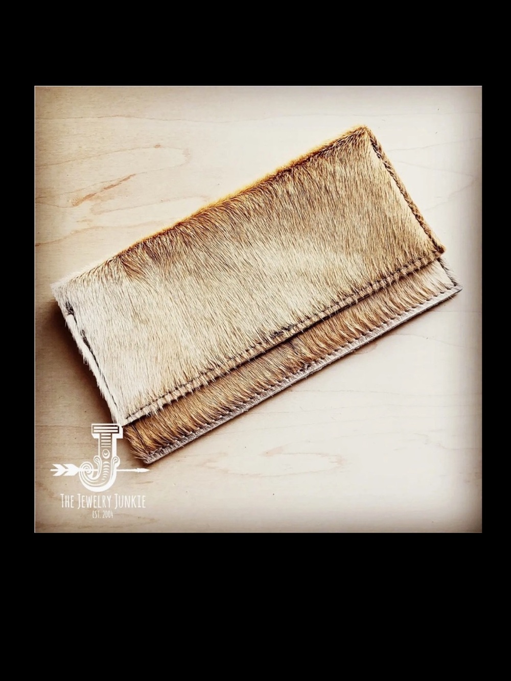 Hand crafted calf skin Hair-On Hide genuine leather Wallet Tan